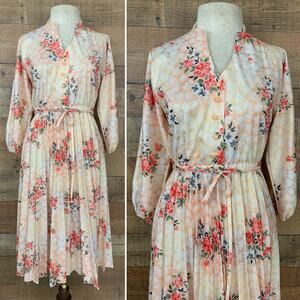 Vintage 1970’s Bohemian Long Sleeve Dress SZ S/M Hippie Grandma Coquette